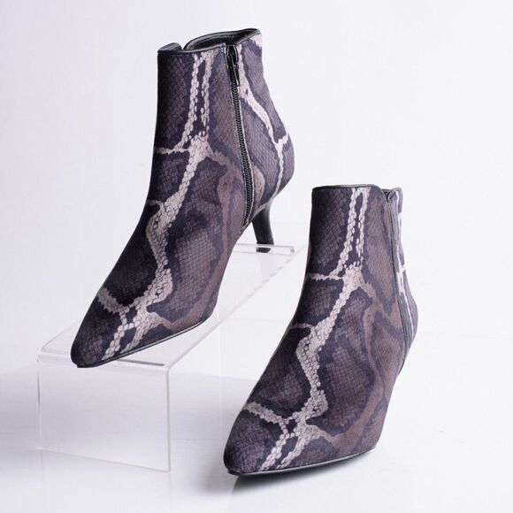 Vaneli Womens Taima Ankle Booties Boots Black Gray Velvet Snake Print Sz 6 New - Picture 1 of 9
